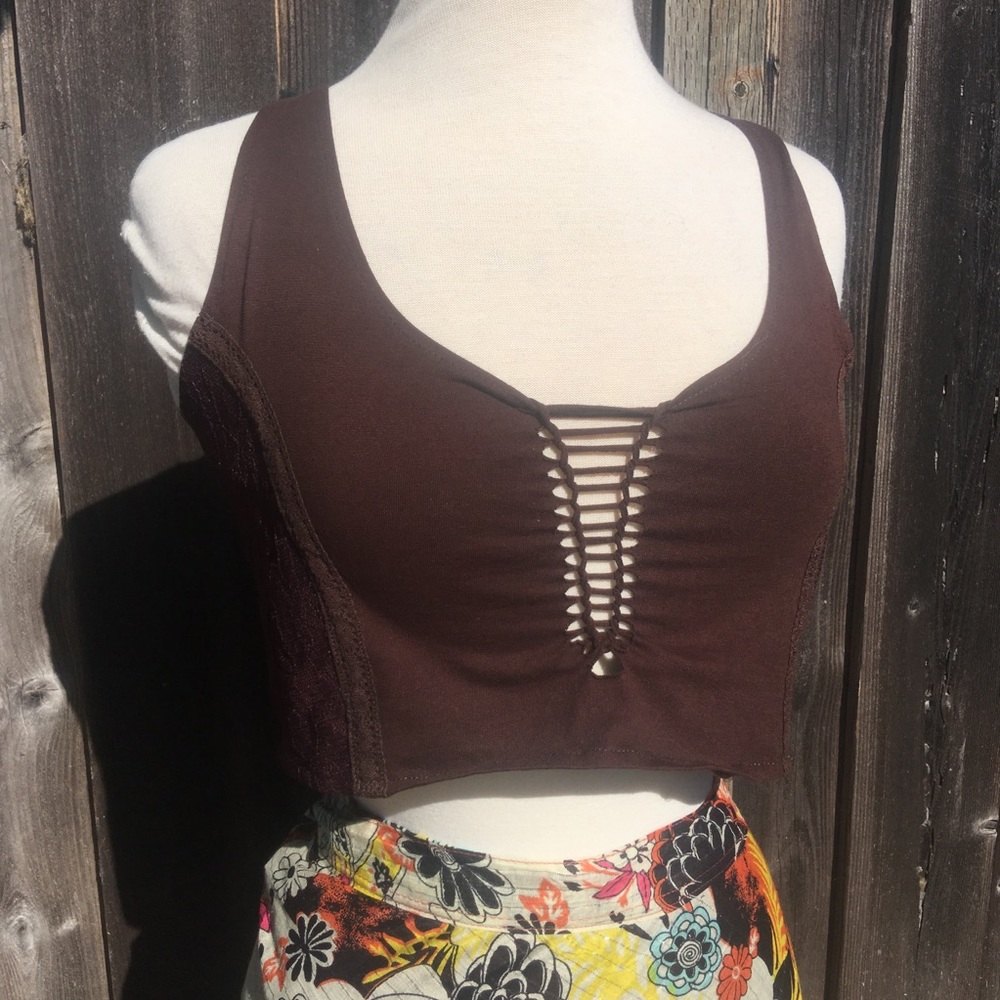 Corset & Lace Strappy Festival Crop Top b…